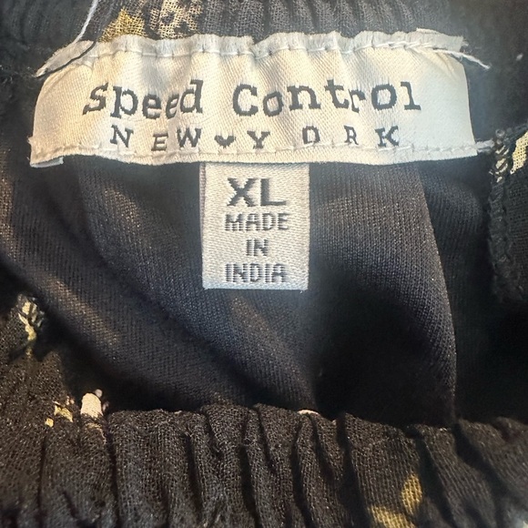 Speed Control Black Floral Dress with gathered waist and high neckline size XL - Picture 12 of 13